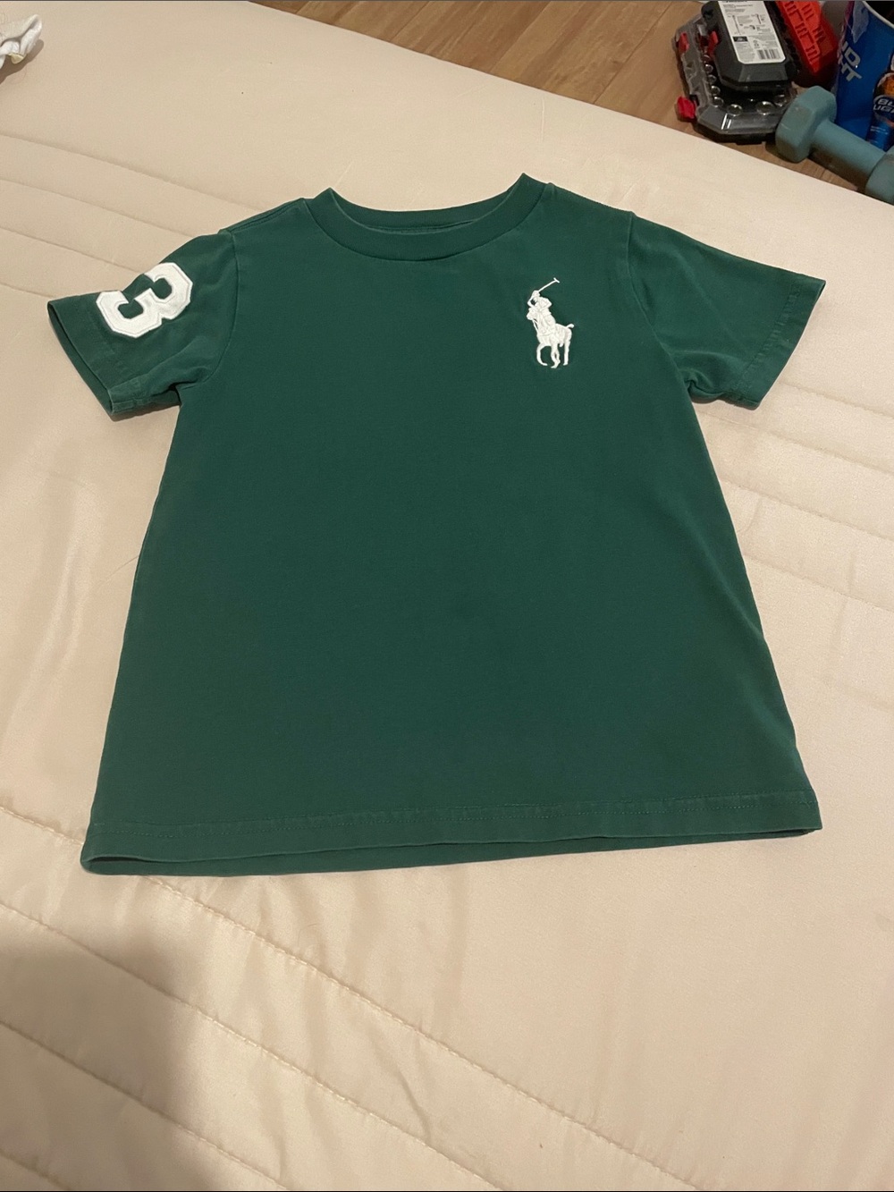 Ralph Lauren Kids Forest Green Polo Player Tee with White Logo